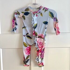 Posh Peanut Blue Floral Footed Onesie size 0-3 month